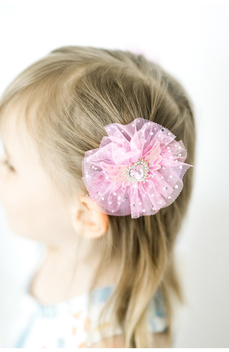 Puttisu Angel Sparkle Wings Hair Clip Set of 4, Alternate, color, Ivory & Rose Pink