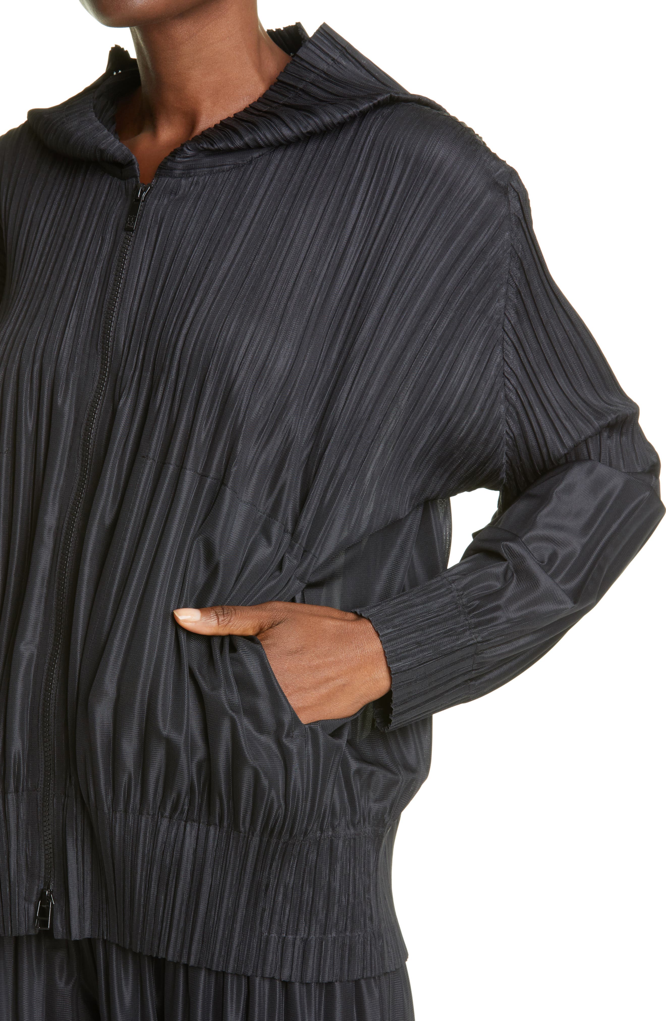 Pleated Zip Front Hoodie (Women) | Nordstrom