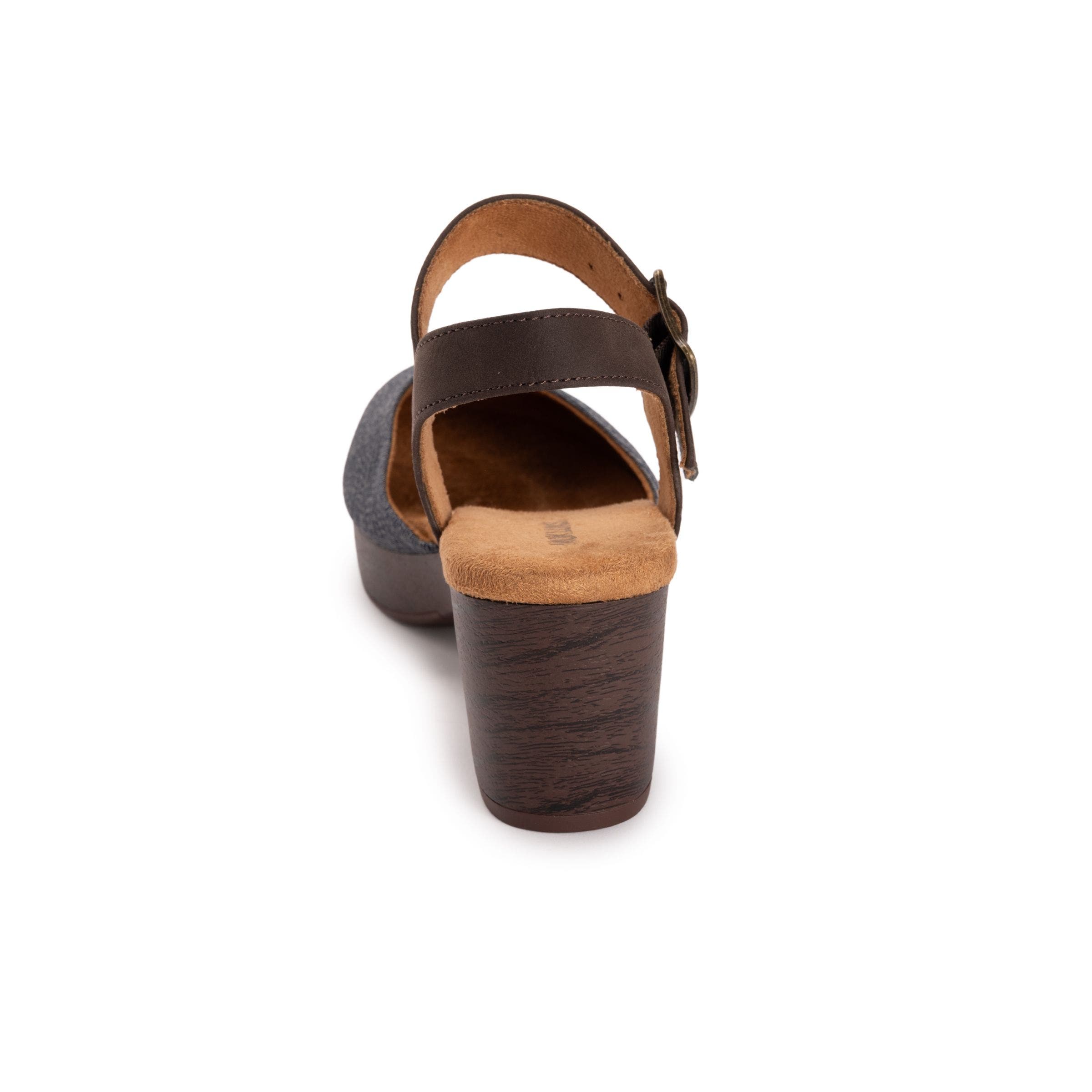 Merritt Quarter Strap Clog, Alternate, color, Denim/ Dark Brown