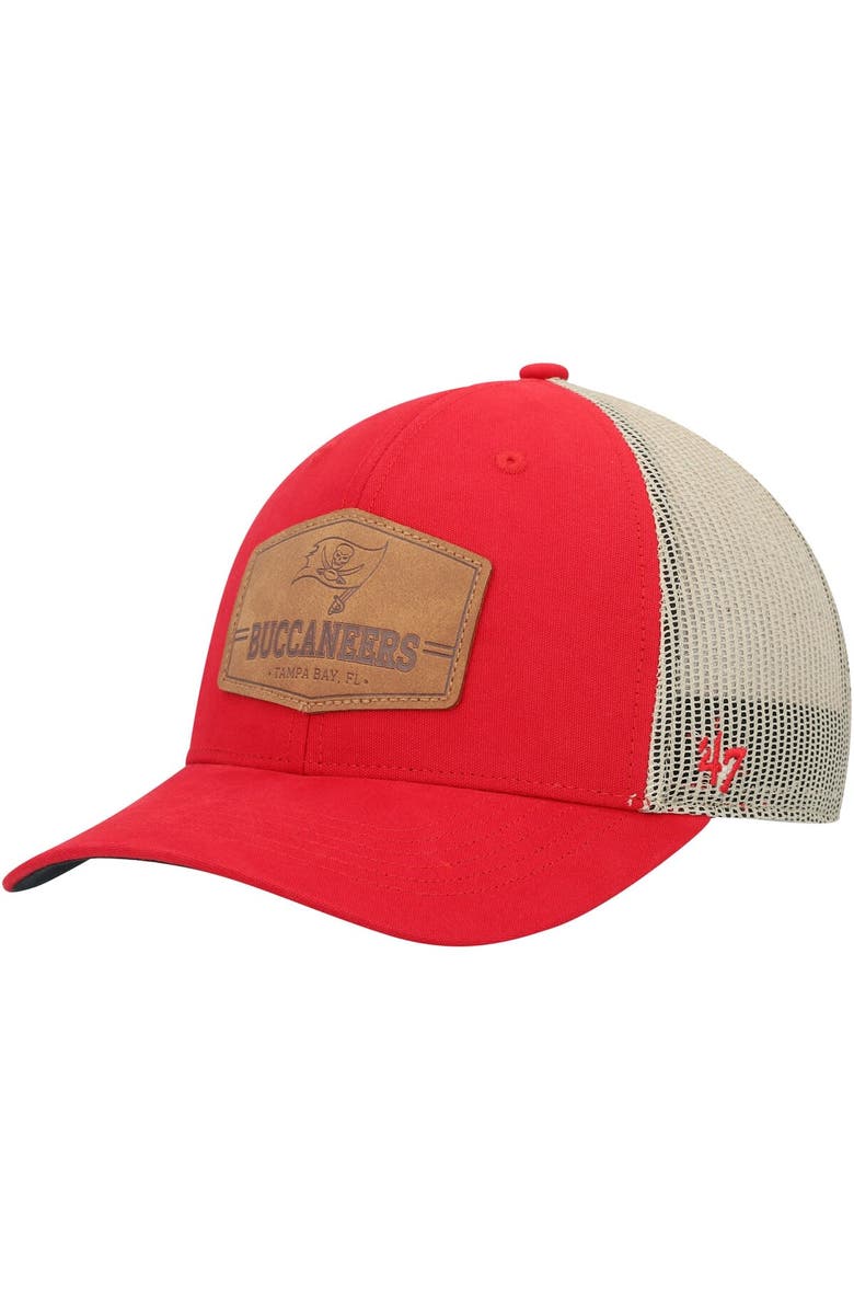 '47 Men's '47 Red/Natural Tampa Bay Buccaneers Rawhide Trucker Adjustable Hat, Alternate, color, Red