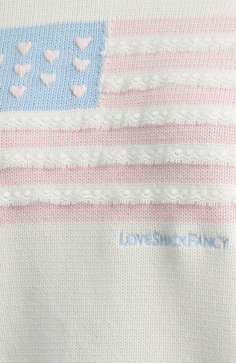 LoveShackFancy Ty Intarsia Flag Cotton Crewneck Sweater, Alternate, color, Ivory Dreams