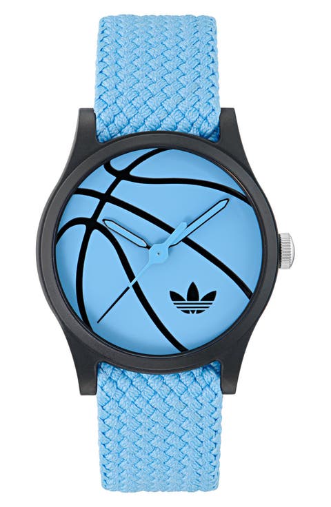 AO Style Blue Basketball Dial Webbing Strap Watch, 39mm