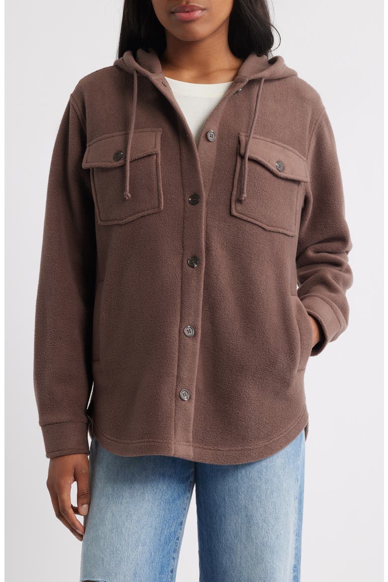 Hooded Fleece Shacket, Main, color, MILK CHOCOLATE