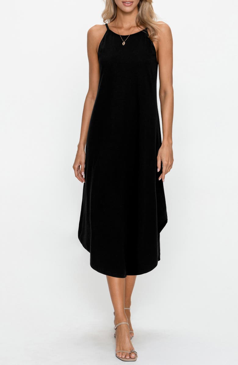 PS By Cupshe Sleeveless Curve Hem Midi Dress, Alternate, color, Black