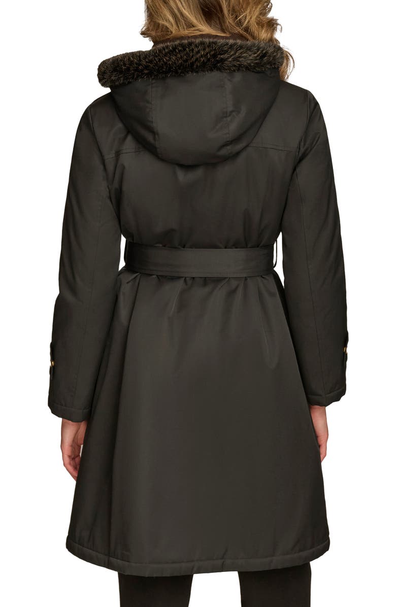 Donna Karan New York Faux Fur Trim Puffer Coat, Alternate, color, 