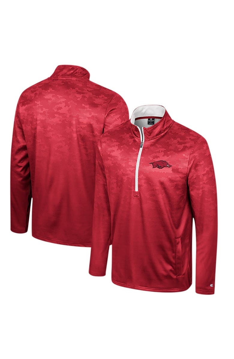 COLOSSEUM Men's Colosseum  Cardinal Arkansas Razorbacks The Machine Half-Zip Jacket, Main, color, 