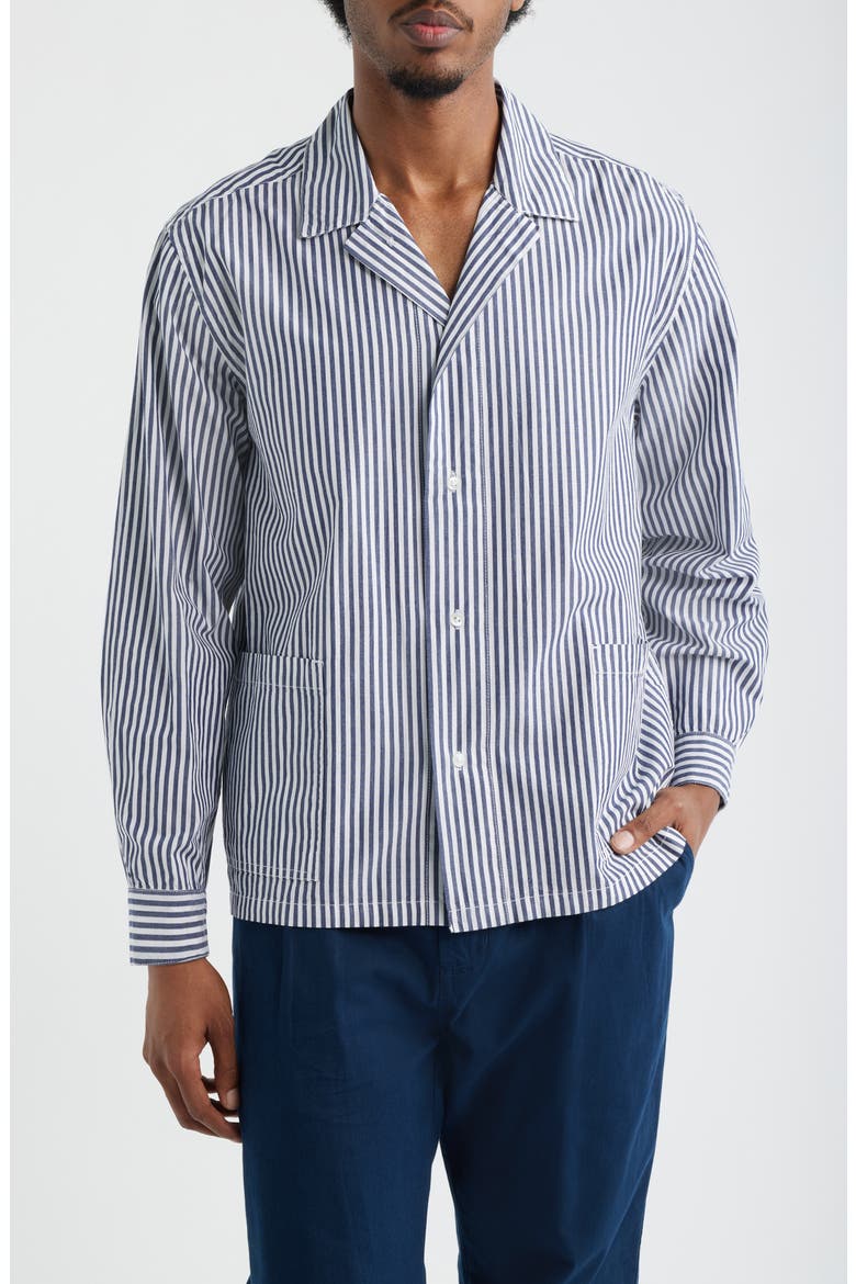 Waiter Stripe Poplin Button-Up shirt, Main, color, ROYAL