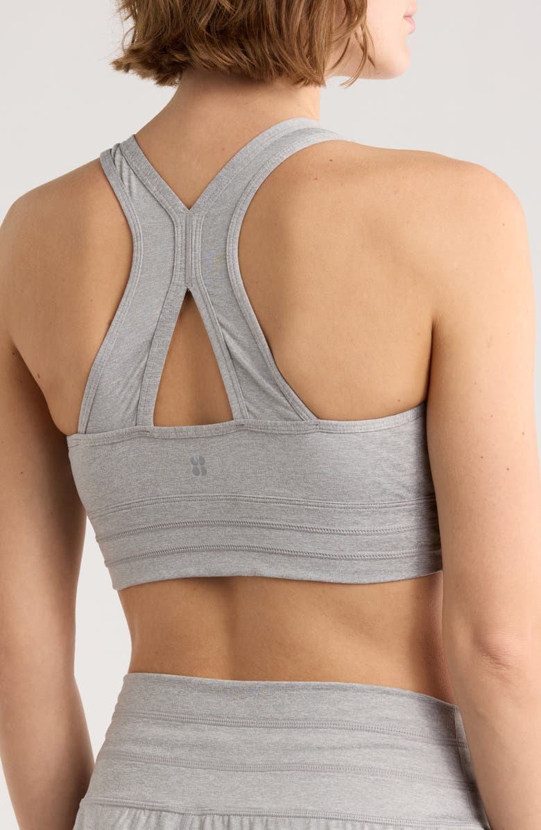 Sweaty Betty Gaia Racerback Sports Bra, Alternate, color, Light Grey Marl