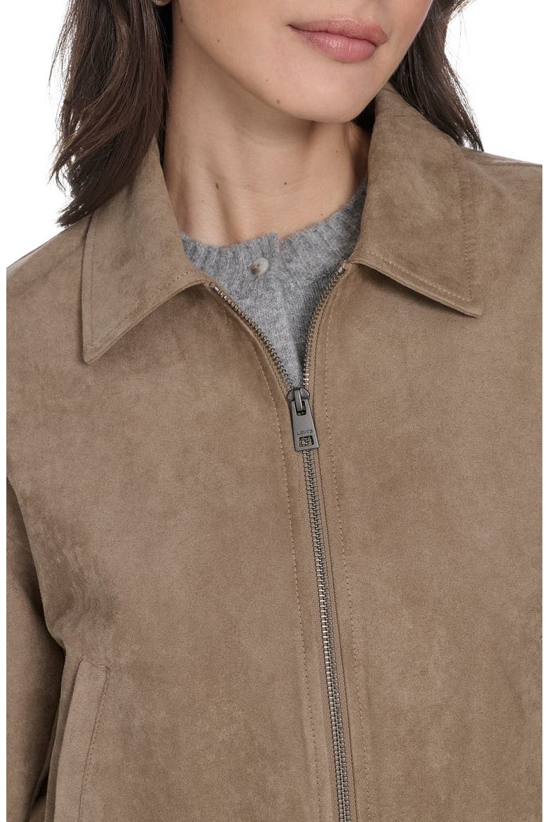 Faux Suede Bomber Jacket, Alternate, color, TAN FX SUEDE