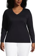 Lands' End Supima Cotton Long Sleeve V-Neck T-Shirt