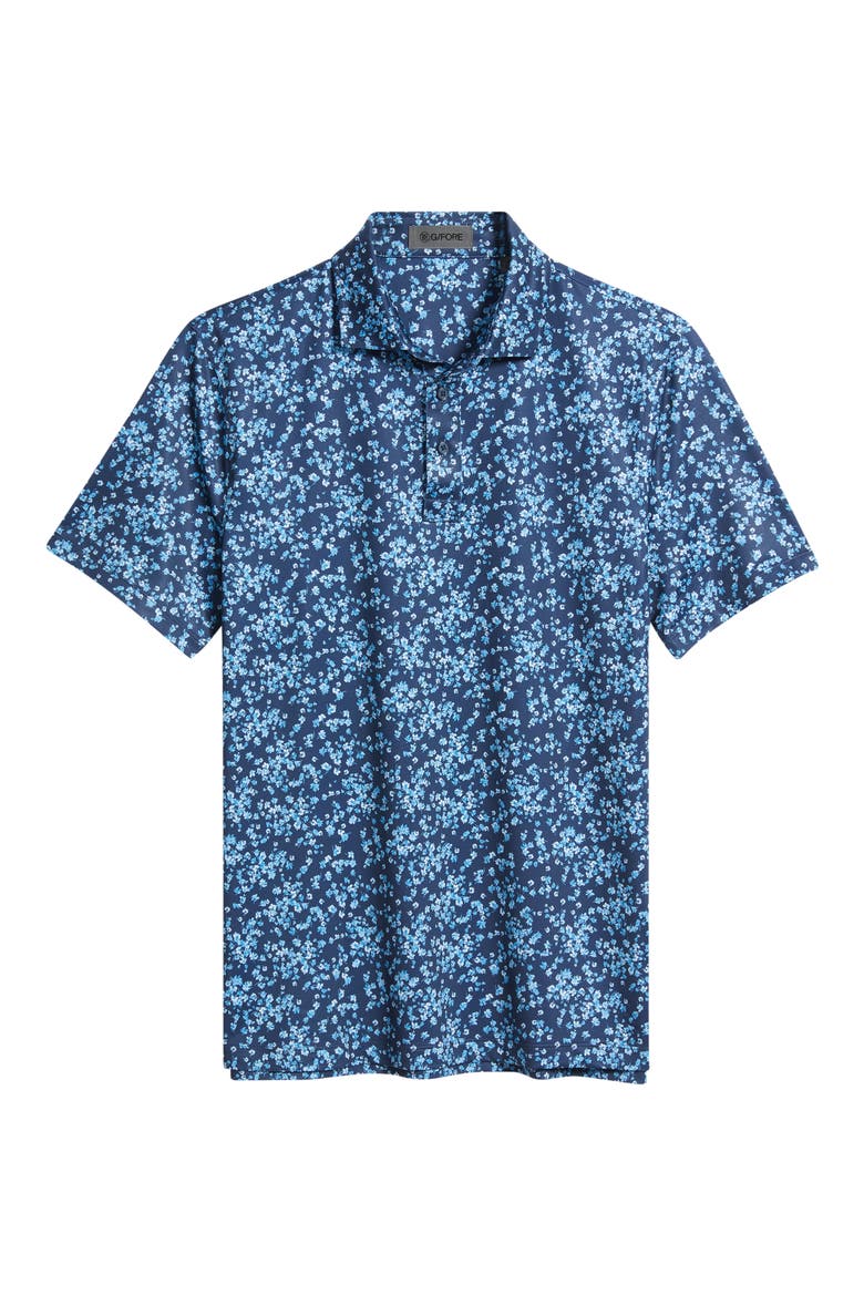 Ditsy Floral Tech Jersey Golf Polo, Alternate, color, AZUL