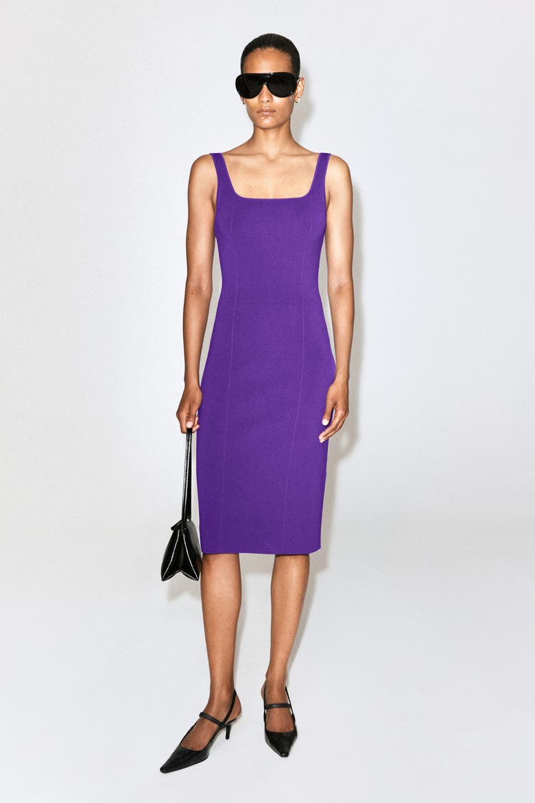 Knitted Midi Bodycon Dress, Alternate, color, PURPLE