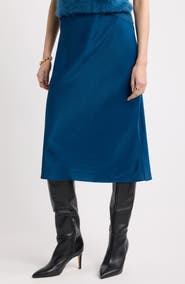 Nordstrom Bias Cut Satin Skirt