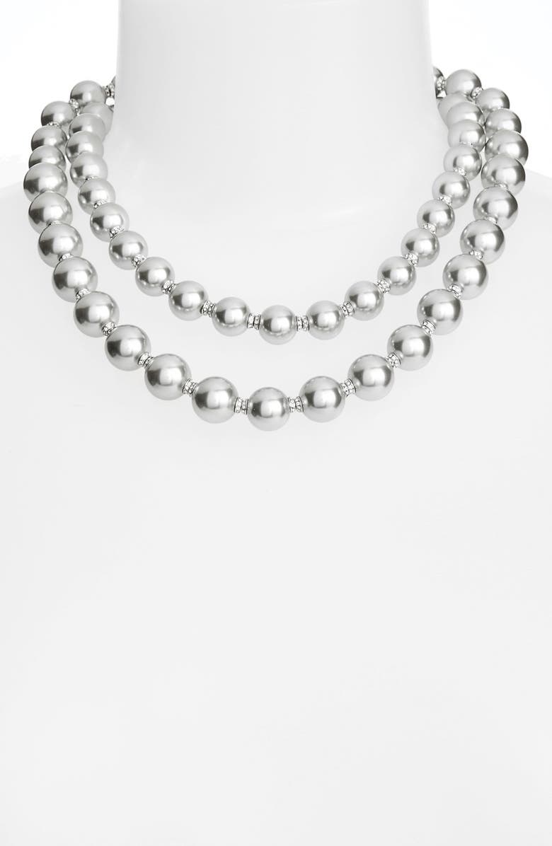 Kate Spade New York 'pearls of wisdom' double strand faux pearl necklace, Alternate, color,
