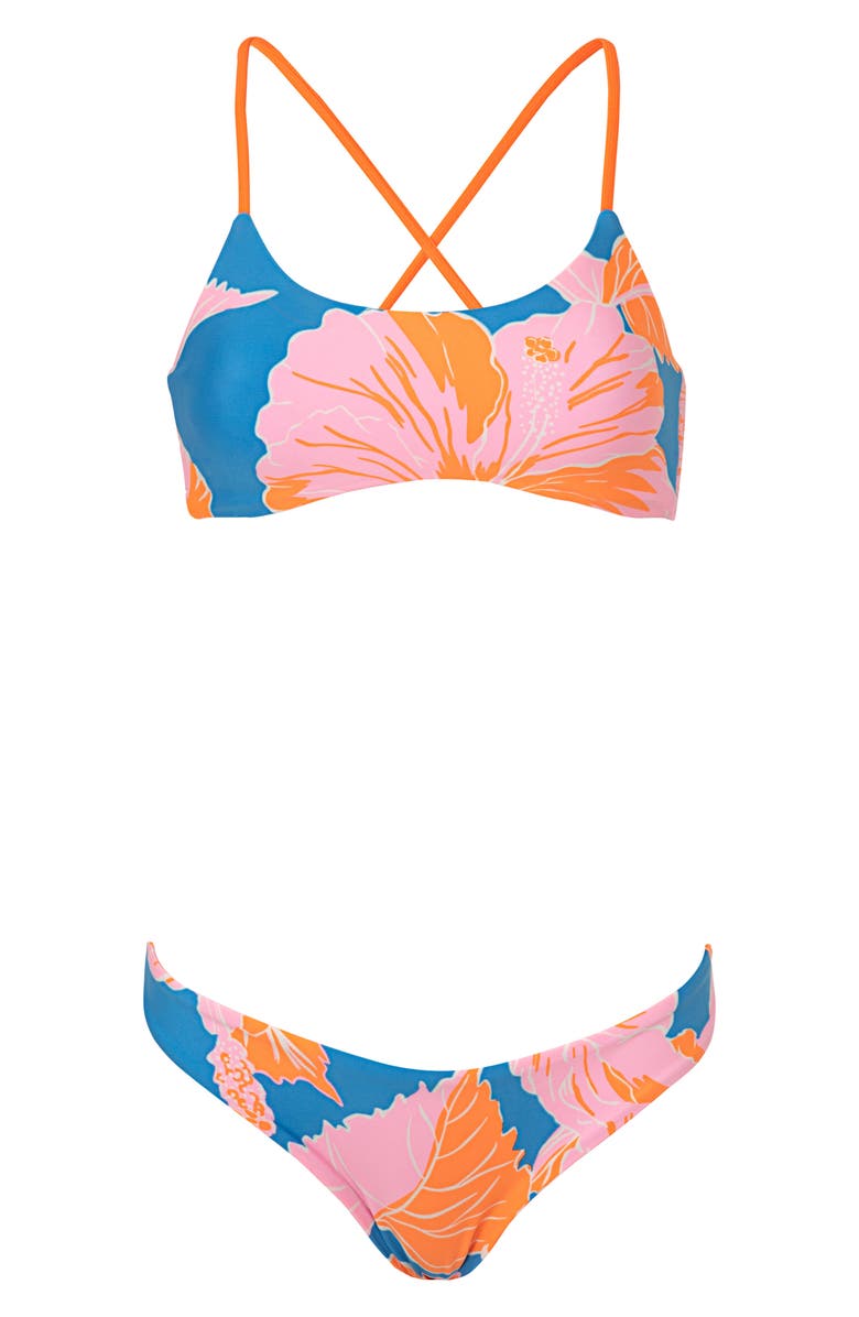 Maaji Magnolia Mirage Flirt Reversible Bikini Bottoms, Alternate, color, Bright Blue