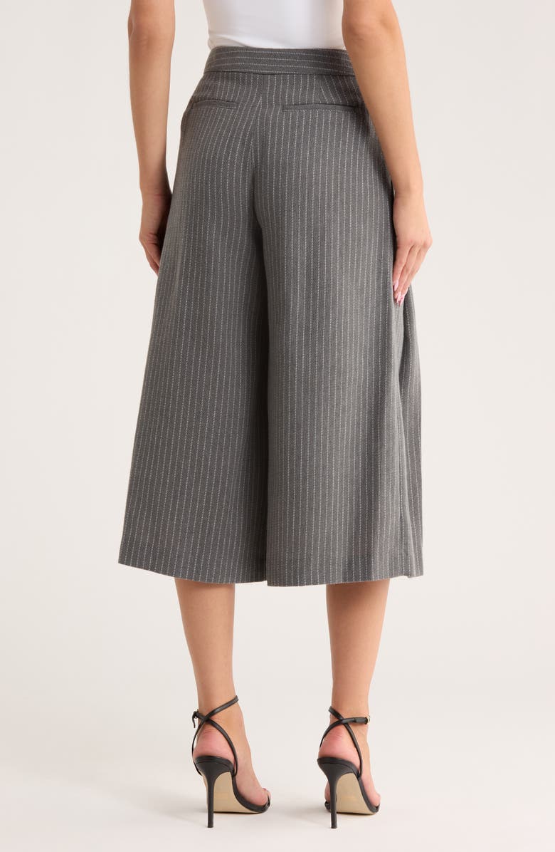 L'AGENCE Mahalia Pinstripe Wide Leg Culotte Pants, Alternate, color, Grey/ Ivory Pinstripe