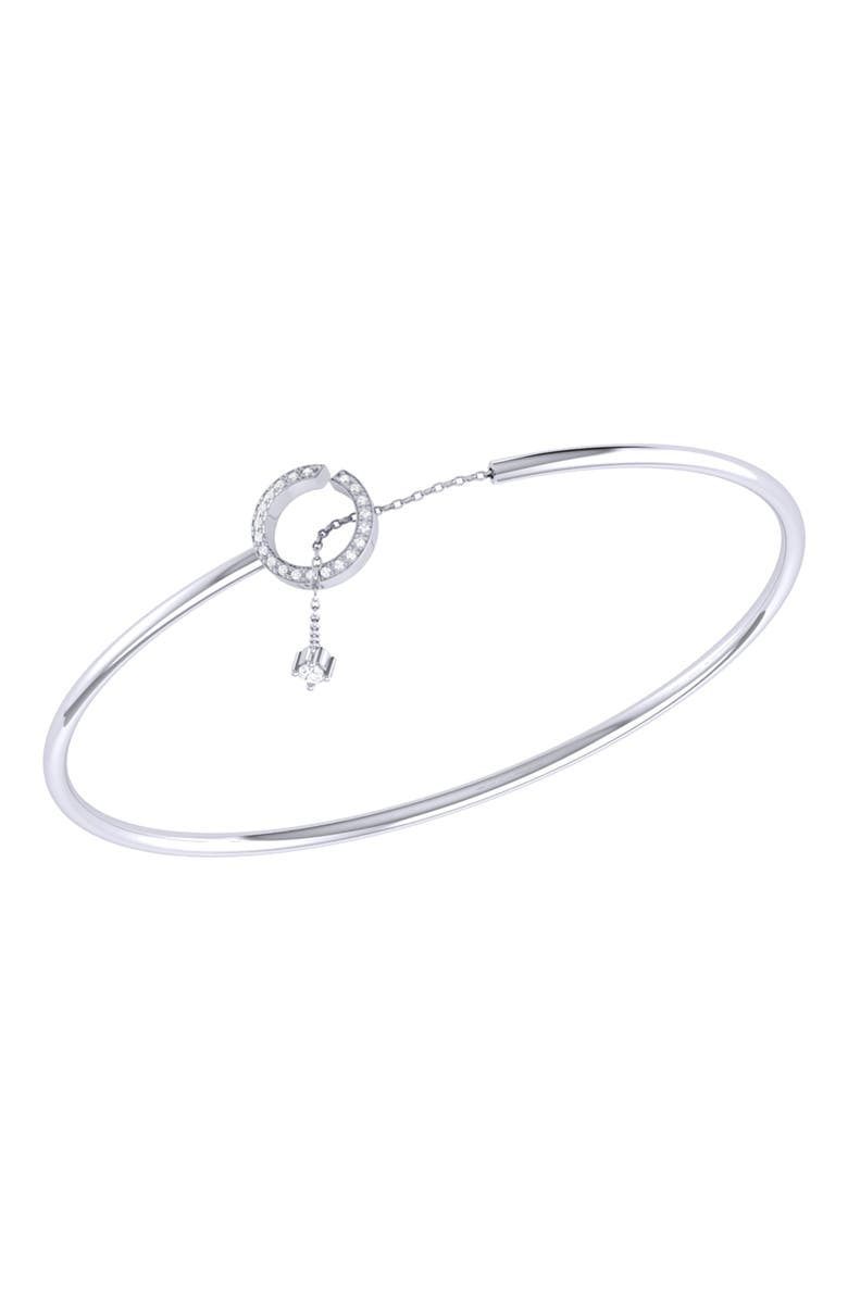 LuvMyJewelry Roundabout Circle Sterling Silver Diamond Adjustable Cuff, Main, color,