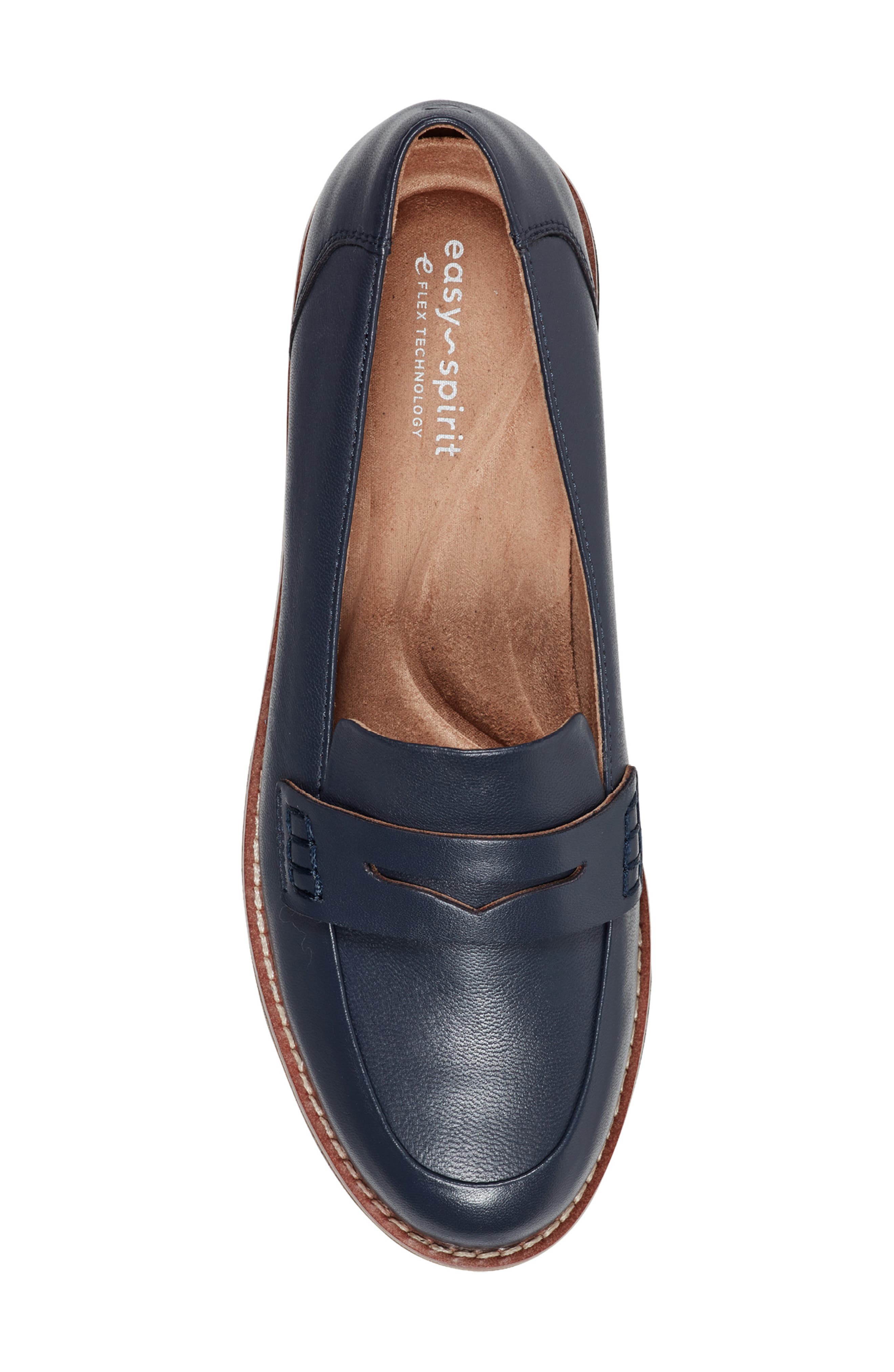 Velia Penny Loafer, Alternate, color, DARK BLUE LEATHER