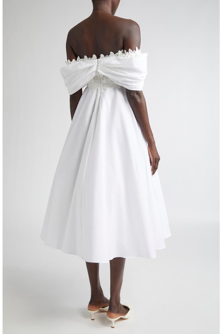 Lace Trim Off The Shoulder Dress, Alternate, color, OPTICAL WHITE