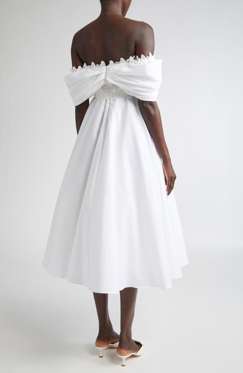 Giambattista Valli Lace Trim Off The Shoulder Dress, Alternate, color, Optical White