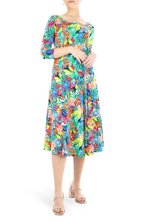 Scoop Neck Jersey Midi Dress
