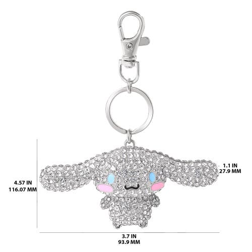 Hello Kitty Cinnamoroll Crystal-embellished Keychain Travel Bag Charm In Silver