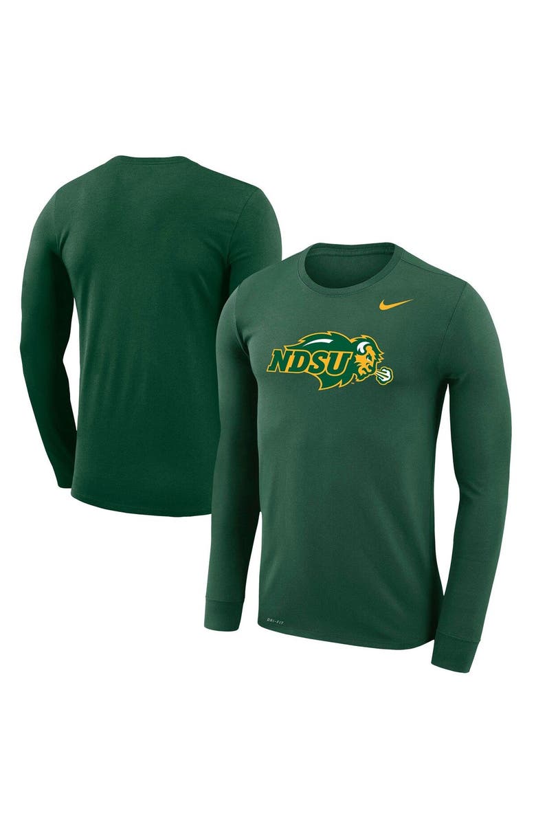 Nike Men's Nike Green NDSU Bison School Logo Legend Performance Long Sleeve T-Shirt, Alternate, color,