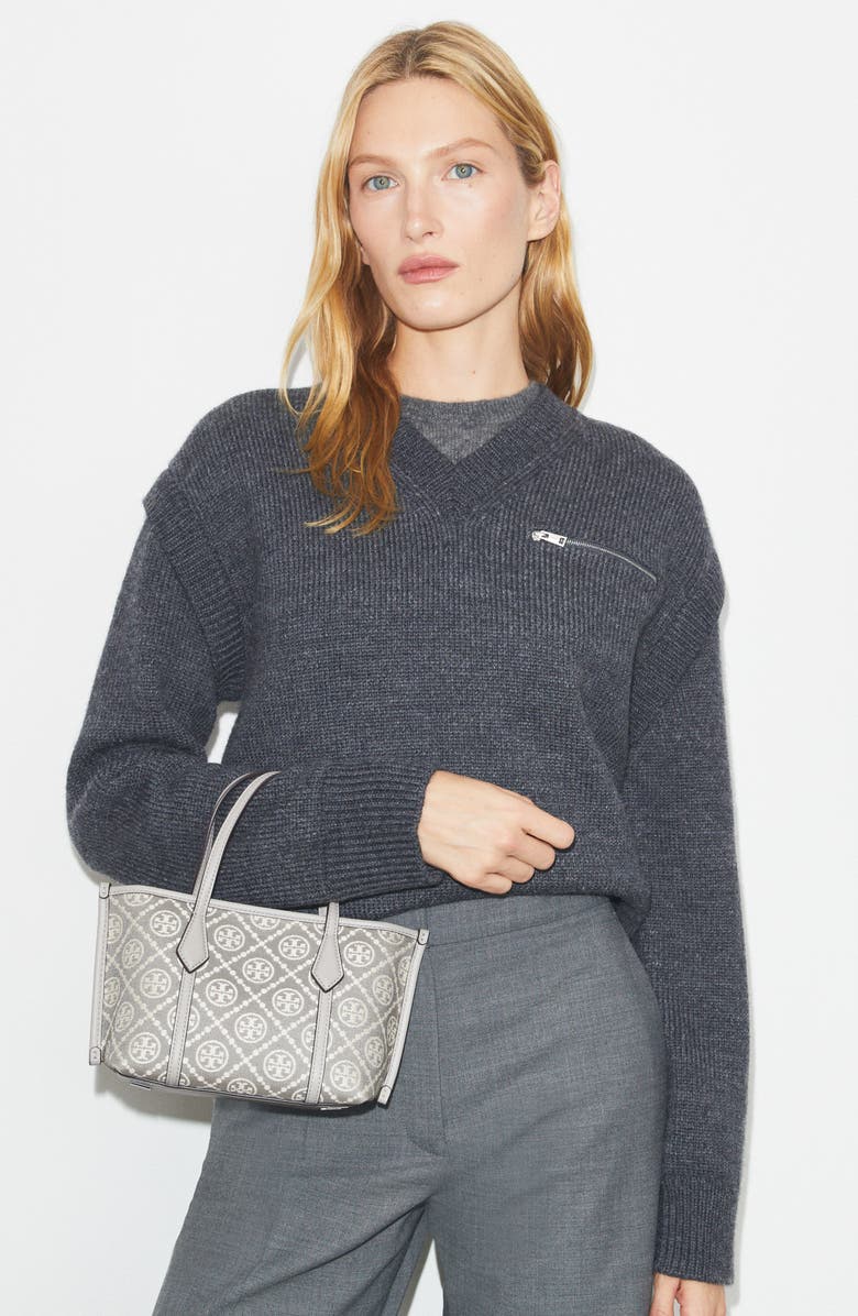 Tory Burch Mini Perry T Monogram Jacquard Tote, Alternate, color,