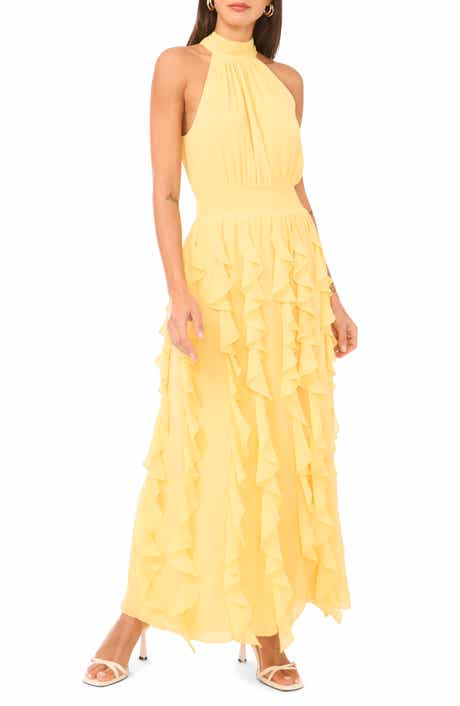 1.STATE Flounce Cascading Maxi Dress