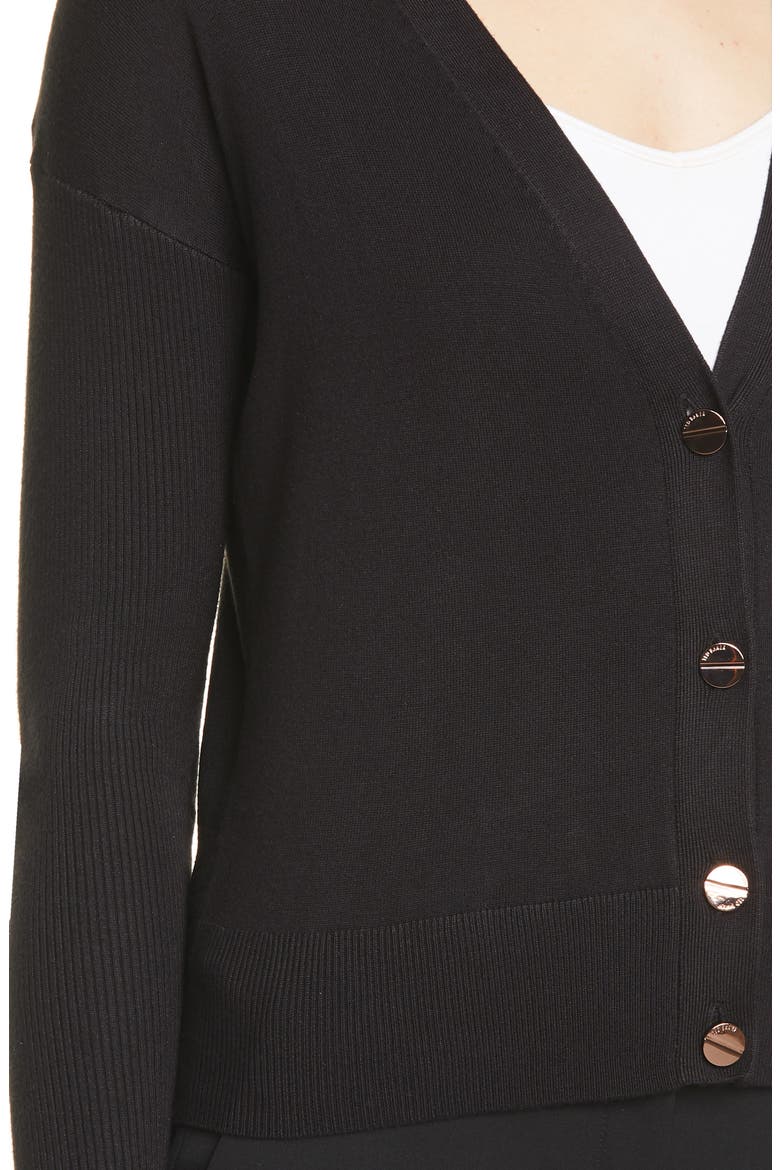 Aubreiy V-Neck Cardigan, Alternate, color, BLACK