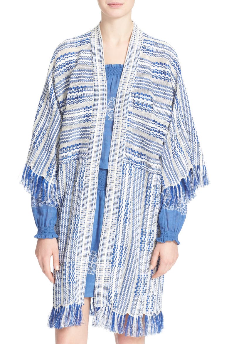 'Jessica' Linen & Cotton Cardigan, Main, color, HUDSON BLUE