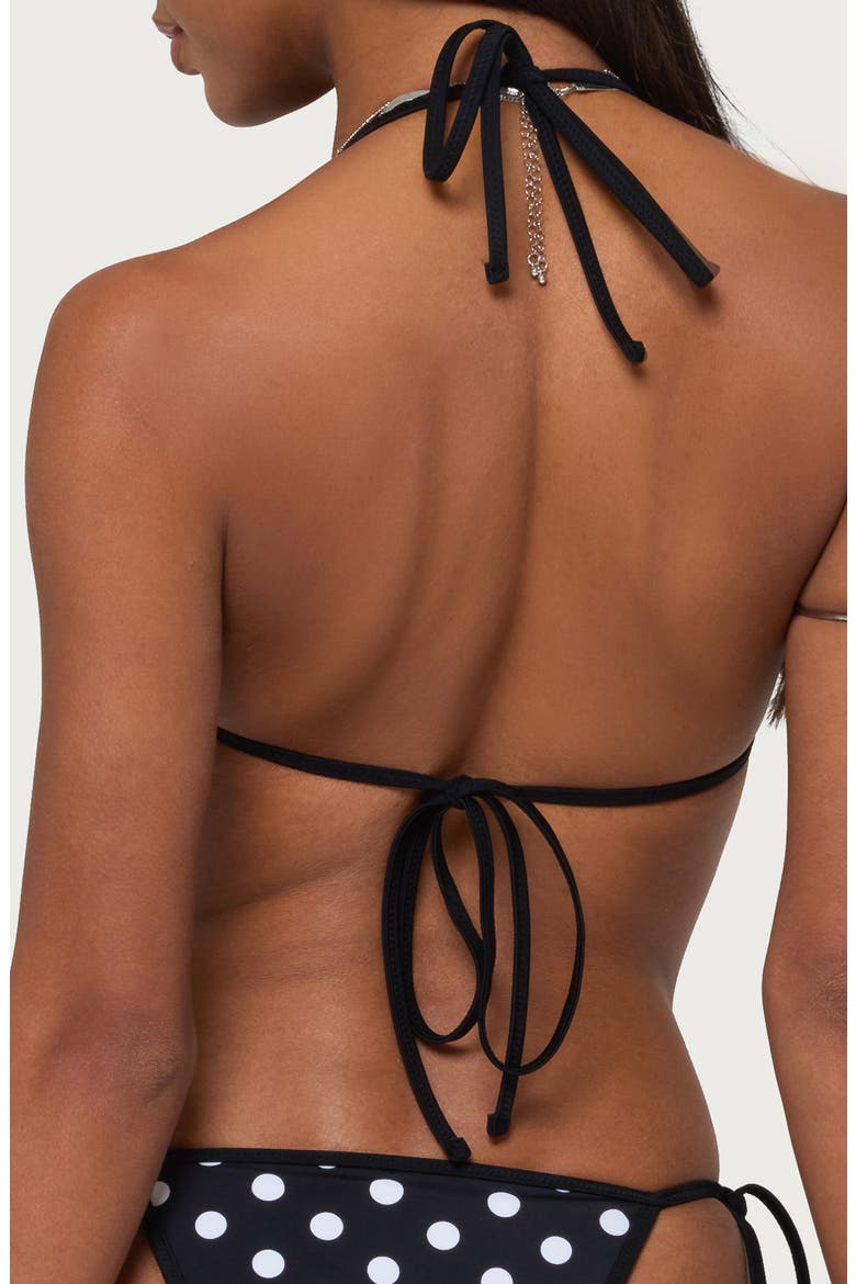 Tora Polka Dot Triangle Reversible Bikini Top, Alternate, color, BLACK/ WHITE