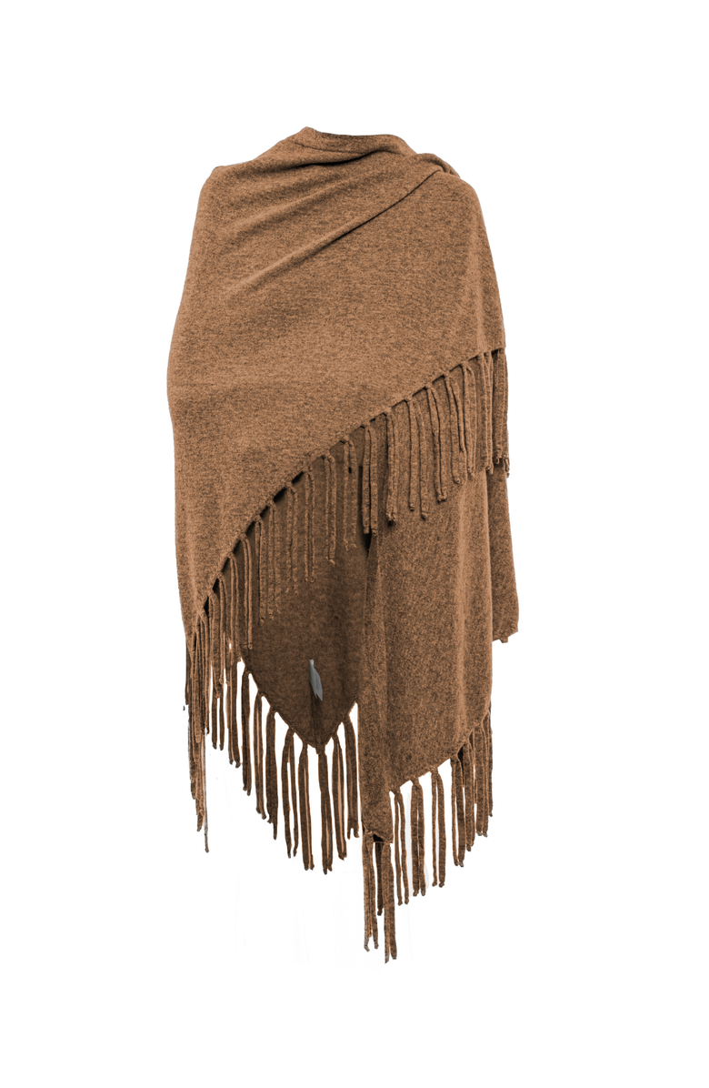 Monticelli Cashmere Pure Cashmere Fringe Wrap, Alternate, color, Camel
