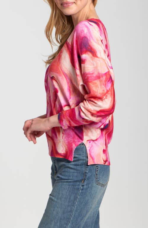 Apny Berry Marble Print Sweater In Multi