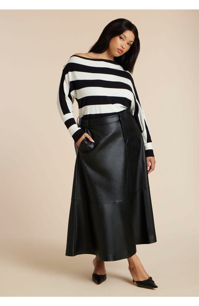 ELOQUII Faux Leather Midi Skirt, Main, color, Barbados Cherry