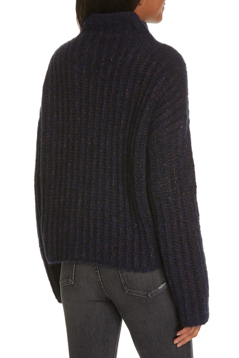 Funnel Neck Sweater, Alternate, color, NAVY/ RED