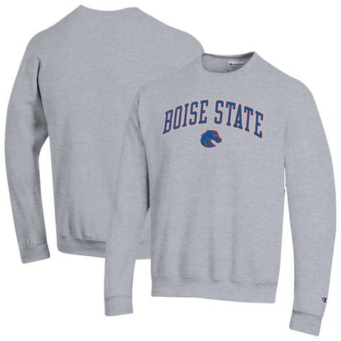 Men's Champion  Heather Gray Boise State Broncos Arch Over Logo Pullover Sweatshirt