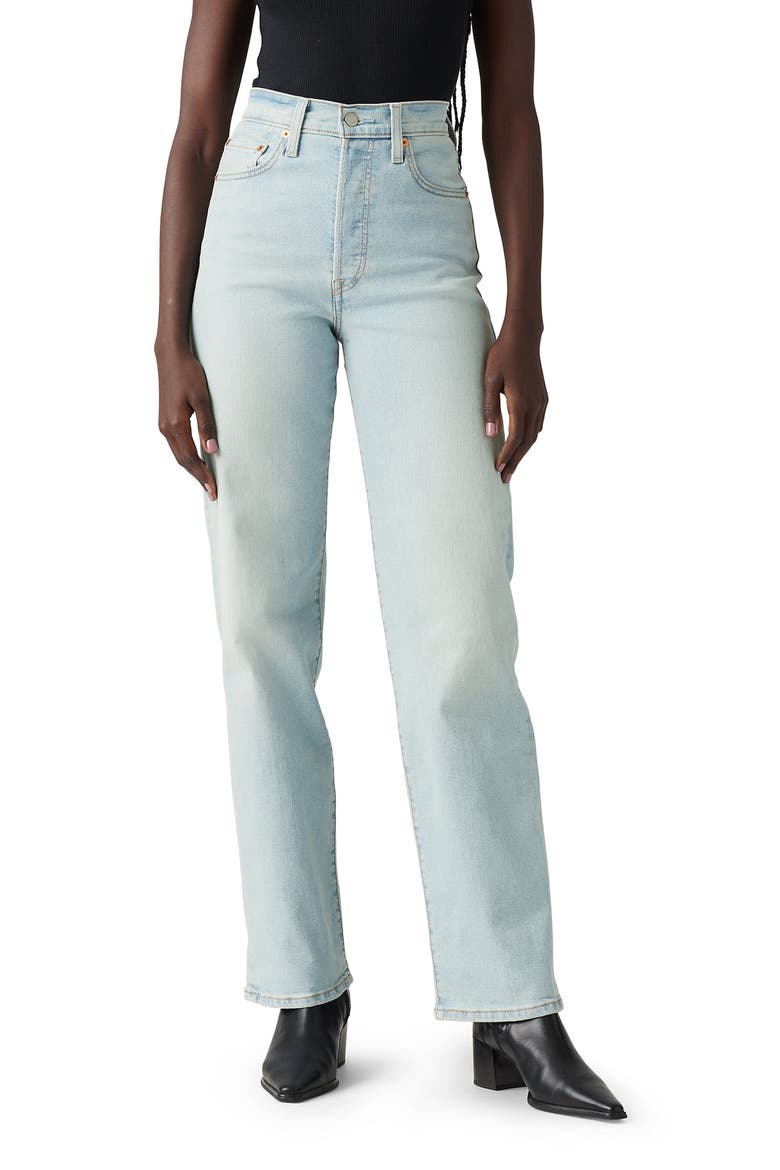 Ribcage High Waist Straight Leg Jeans, Main, color, ALL ALONE