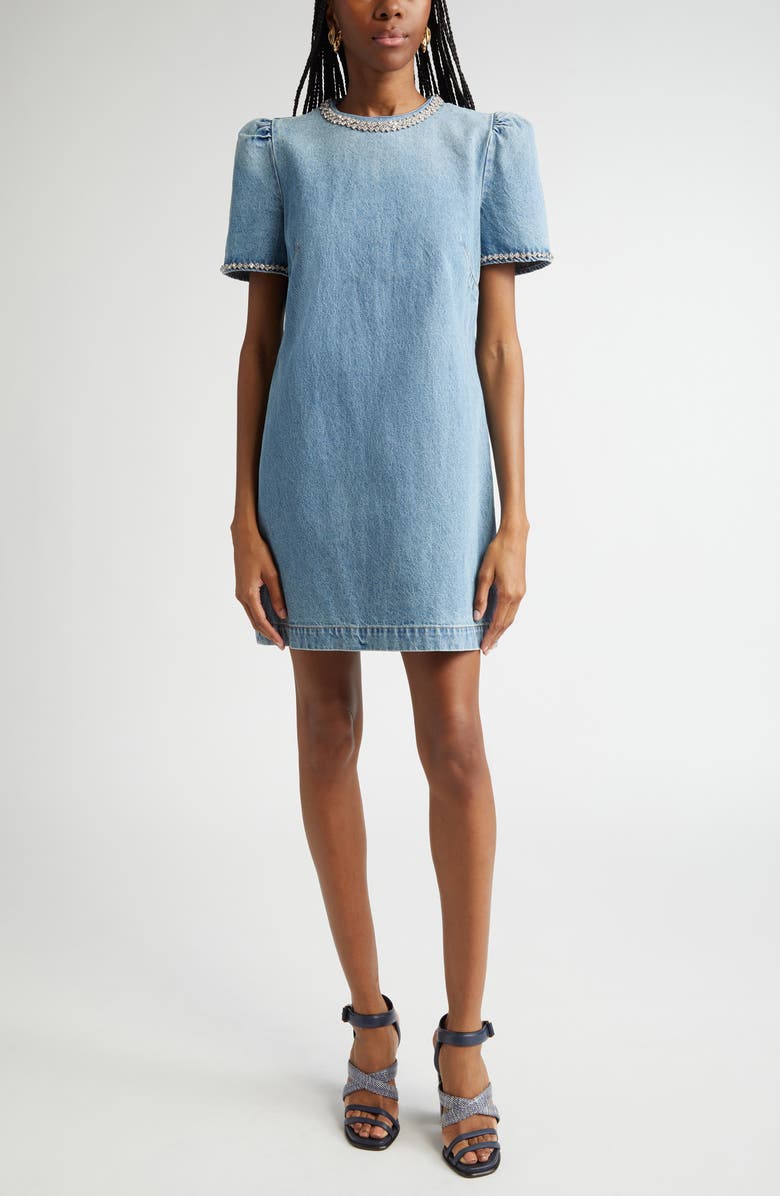 Zimmermann Crystal Embellished Denim Minidress, Main, color, 