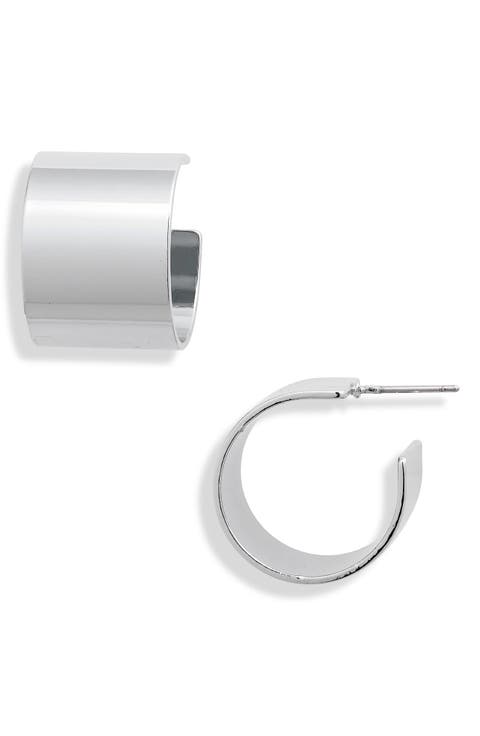 Wide Polished Hoop Earrings