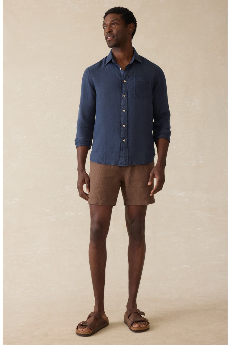 Laguna Linen Button-Up Shirt, Alternate, color, ISLAND NAVY