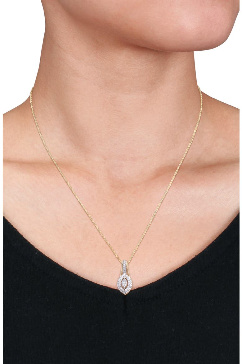 Diamond Double Halo Pendant Necklace - 0.24ct., Alternate, color, GOLD