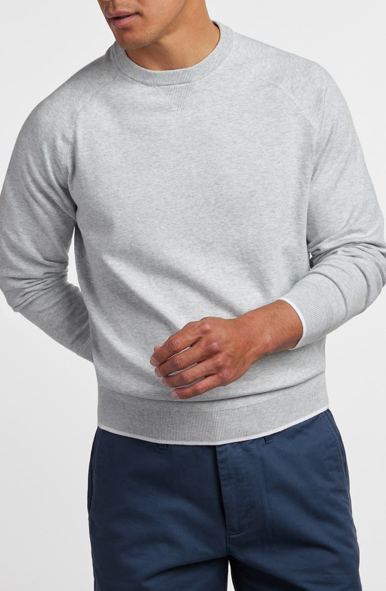 David Donahue Cotton Blend Crewneck Sweater, Alternate, color, Heather Grey