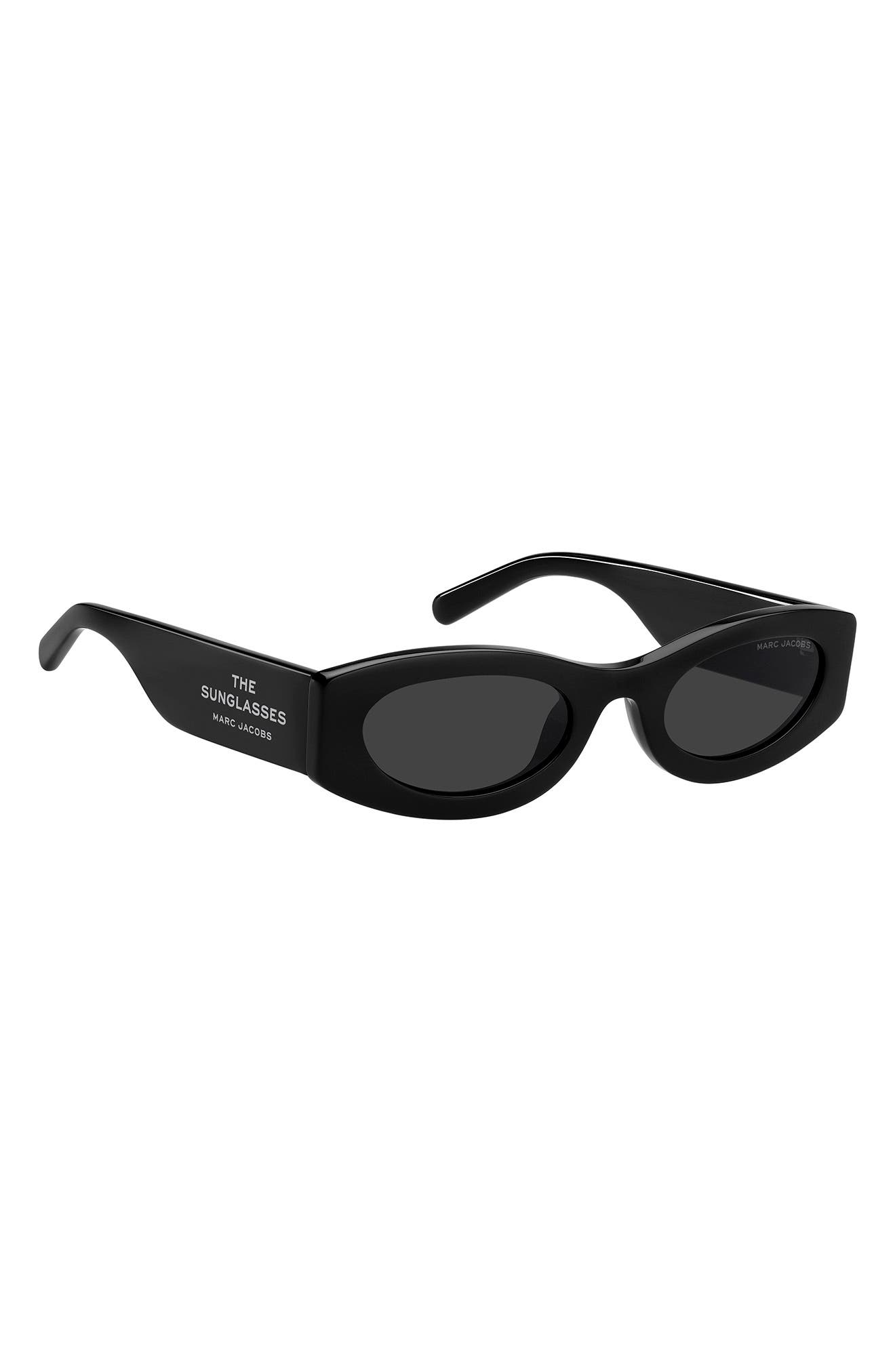Marc Jacobs Black Oval Sunglasses with White Case Marc Jacobs MARC 645/S 80S 9O Sunglasses Black White - eye  main image 2