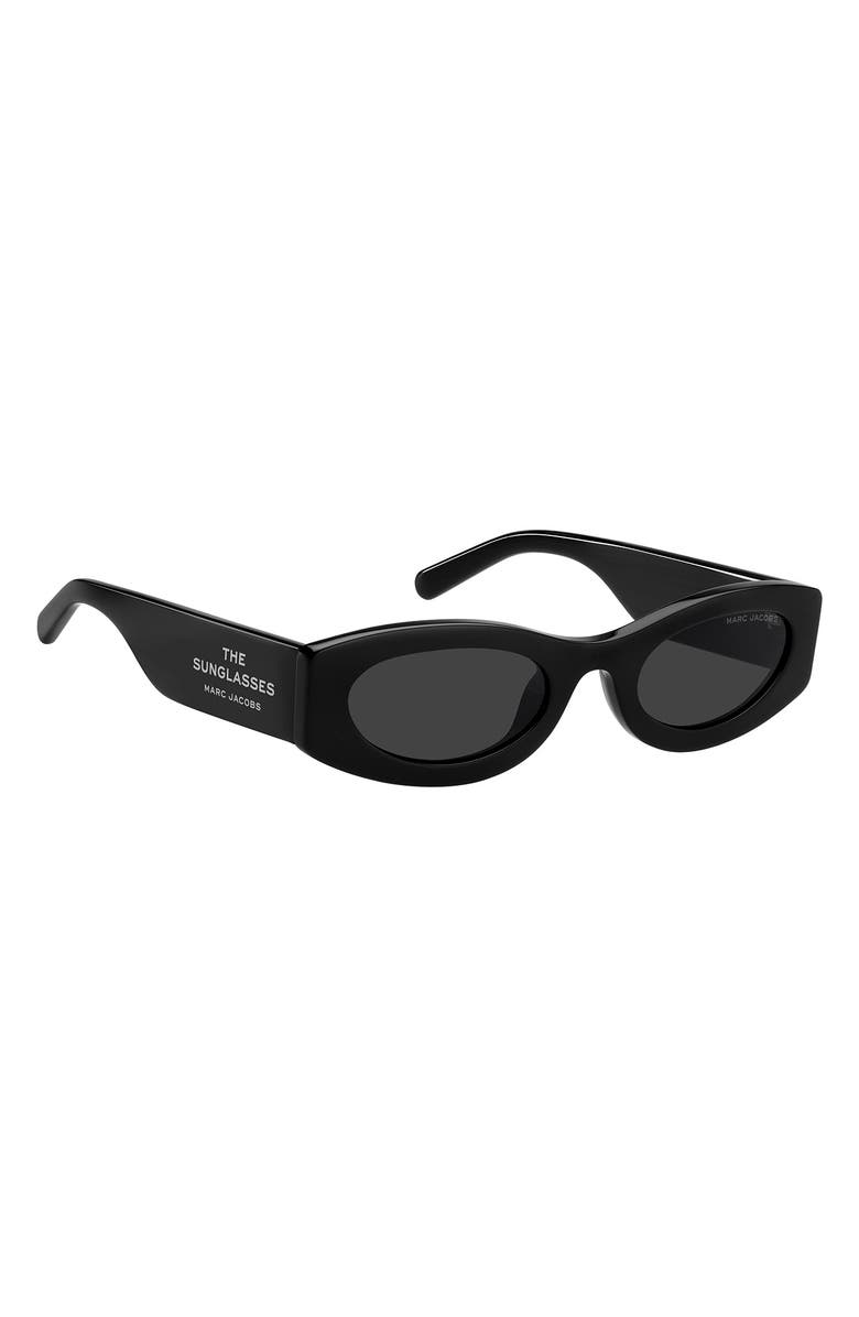 Marc Jacobs 51mm Oval Sunglasses, Alternate, color, Black/ Grey