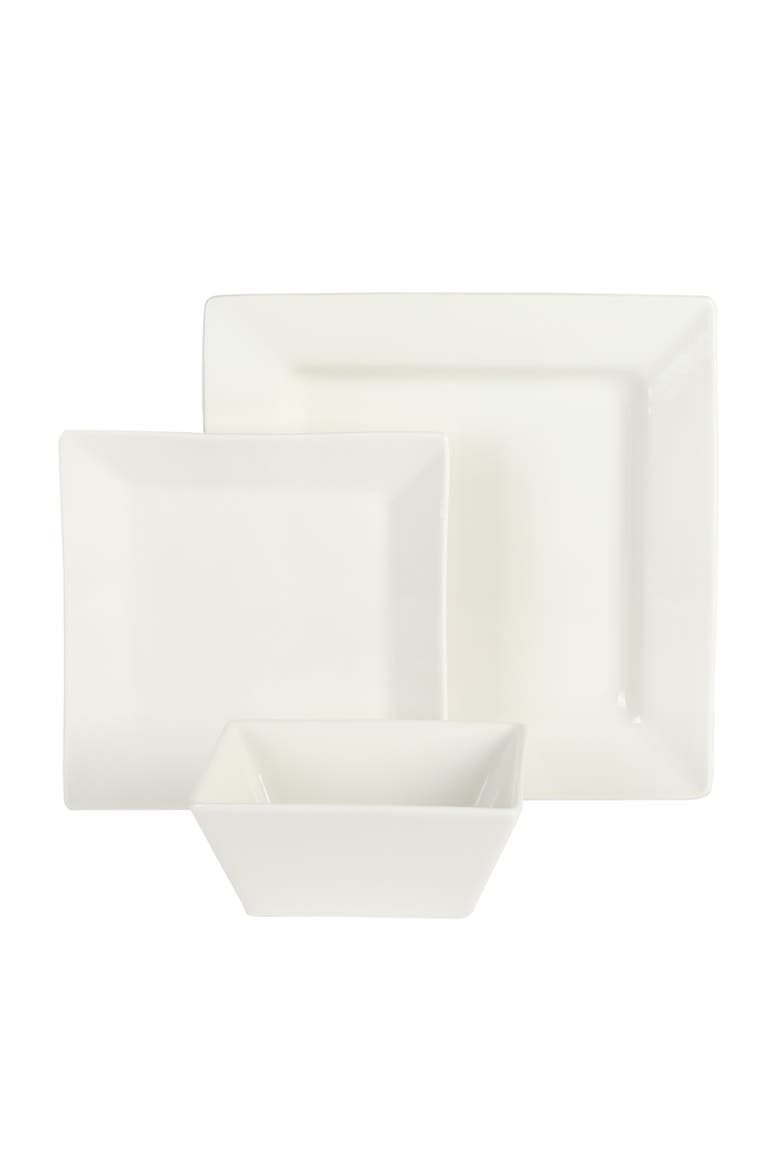 Zen Buffet Hard Square Porcelain Dinnerware Set, Alternate, color, White