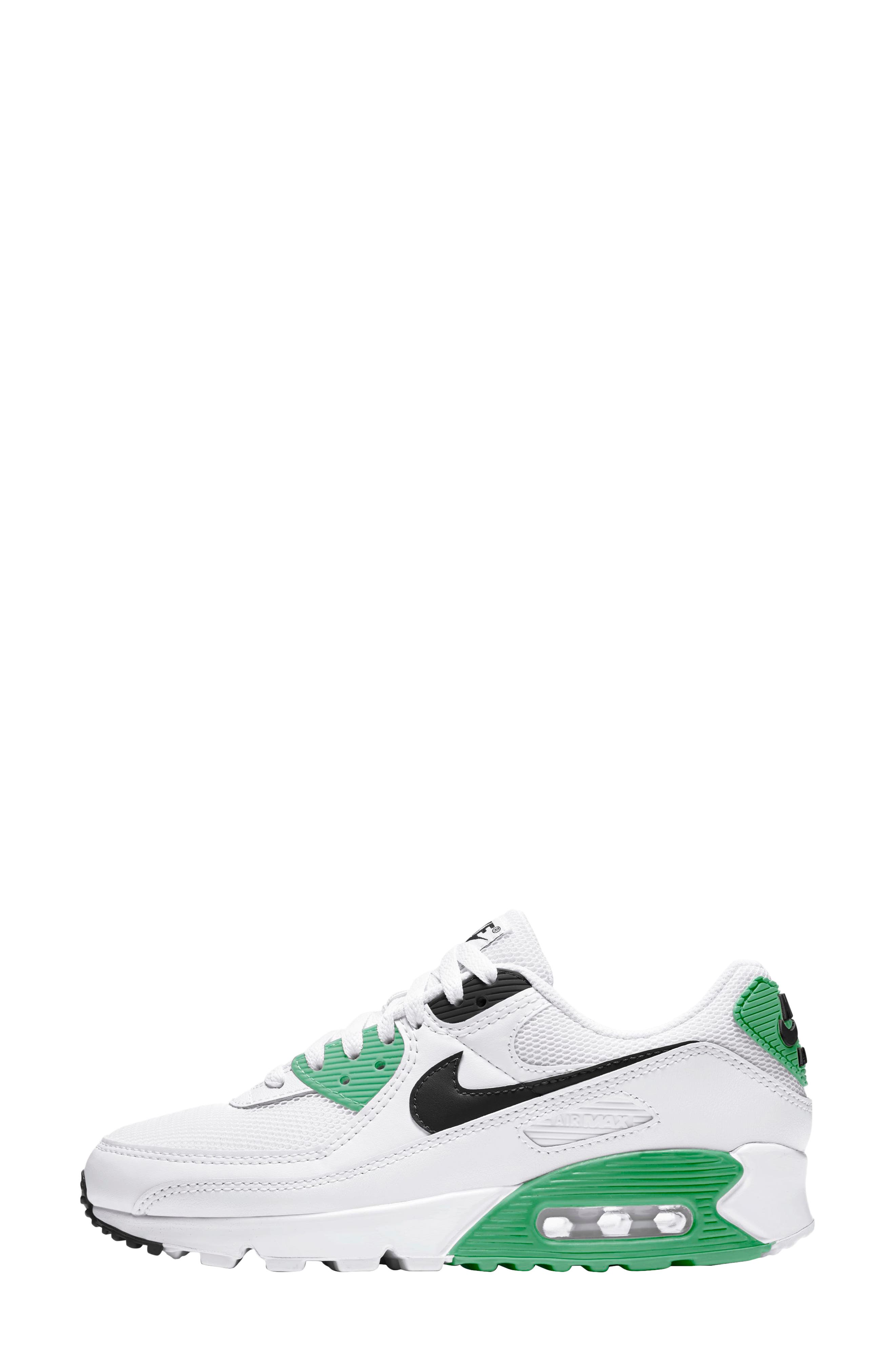 Air Max 90 Sneaker, Alternate, color, WHITE/ BLACK/ VAPOR GREEN