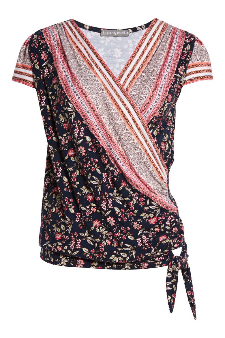 Wrap Front Top, Alternate, color, NAVY