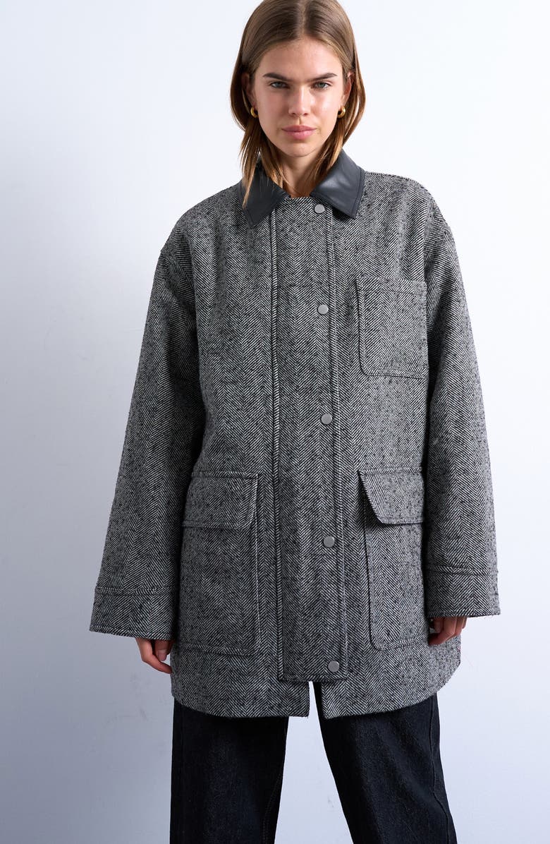Topshop Heritage Twill Field Jacket, Main, color, Grey