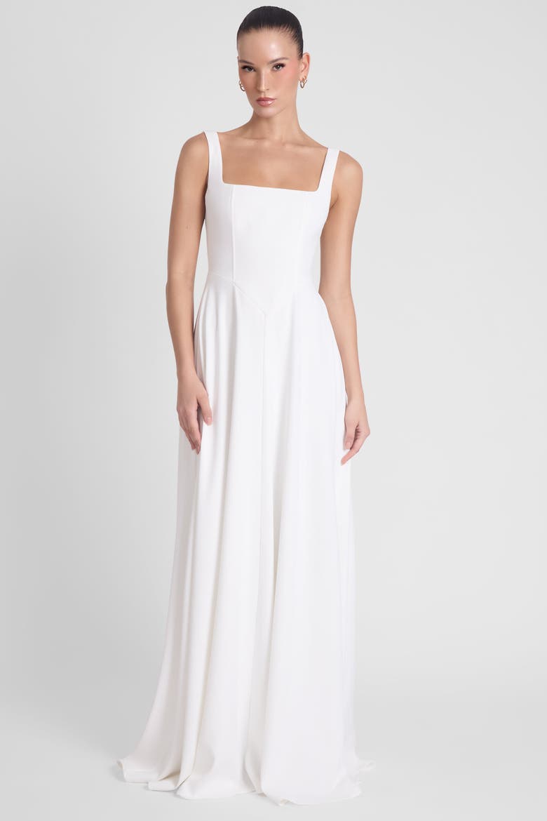Siren Square Neck Corset Maxi Dress, Alternate, color, White